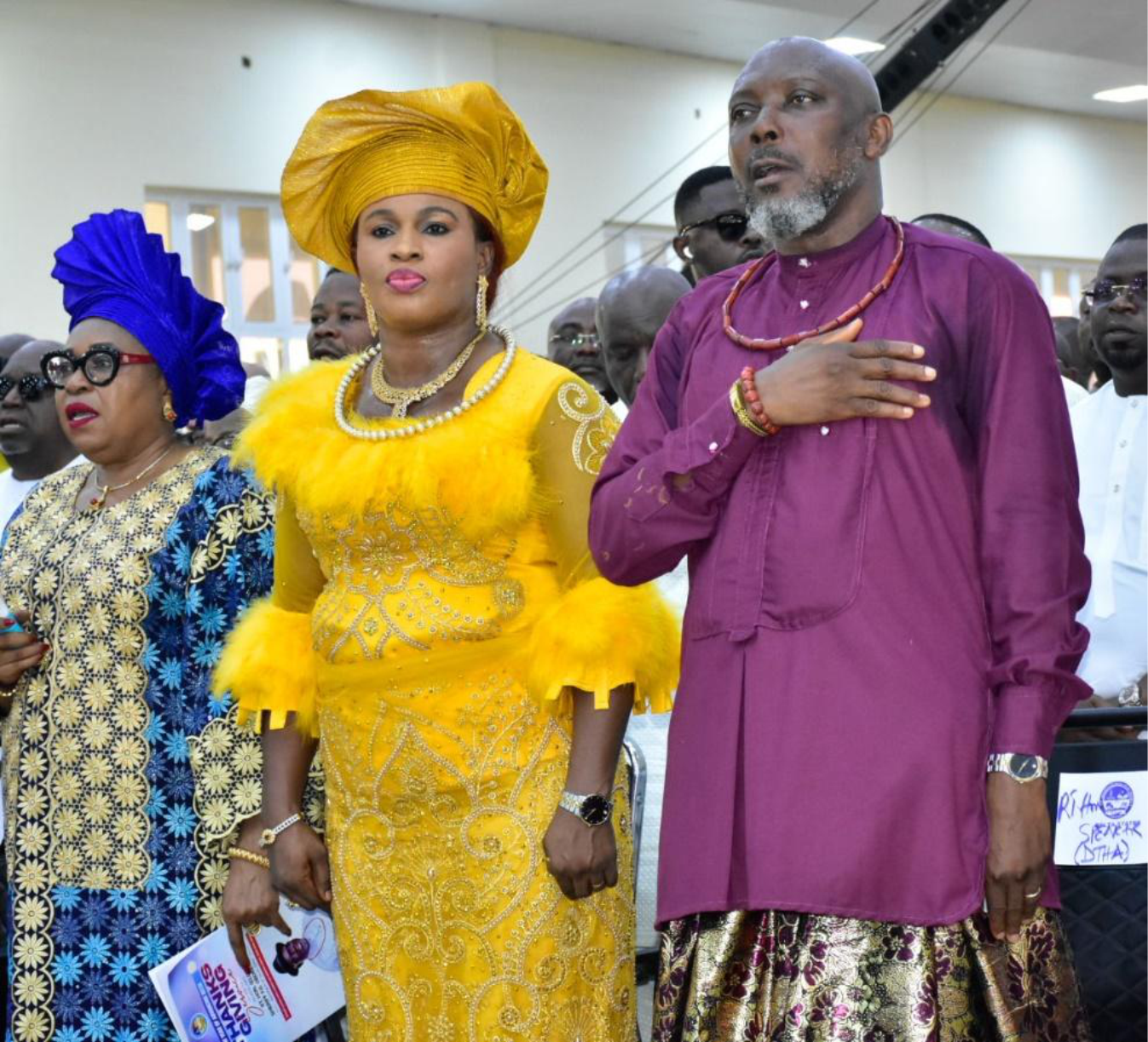 Representative of the Speaker, Delta State House of Assembly, Rt. Hon. Arthur Akpowowor (right), his Wife, Mrs. Akpowowor (middle) and the State Chief Judge, Hon. Justice Tessy Diai